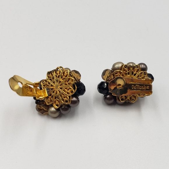 Vintage DeMario Jewelry Set MCM Black Tan Gold Pearl - Picture 13 of 16